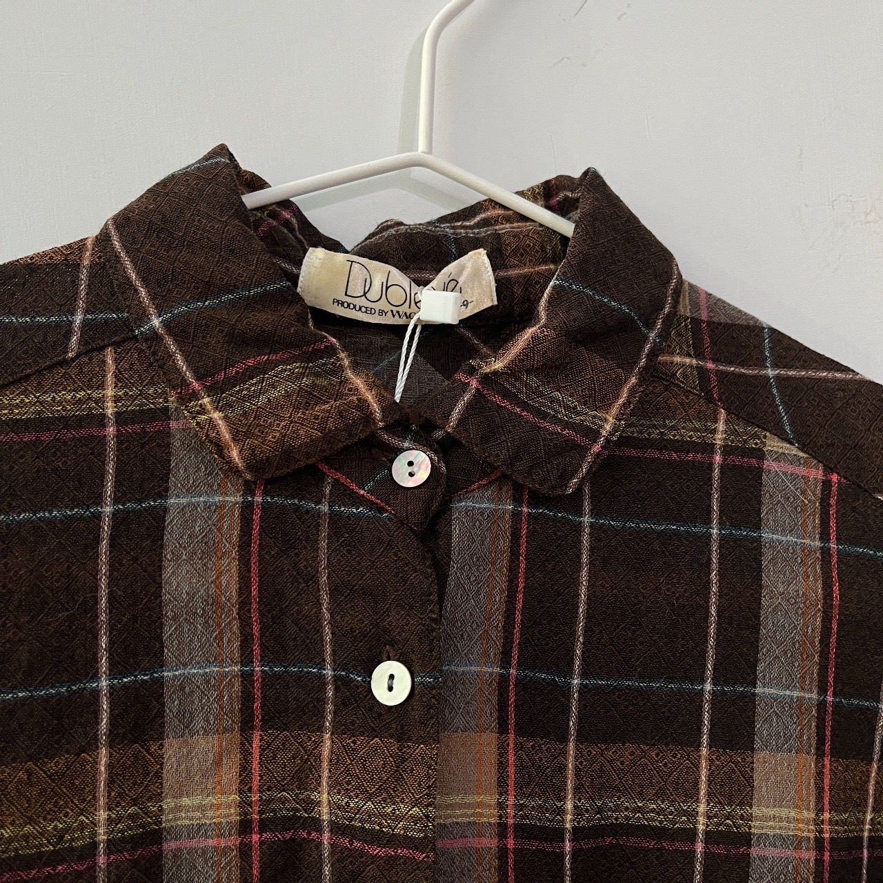 啡色薄身羊毛格紋上衣