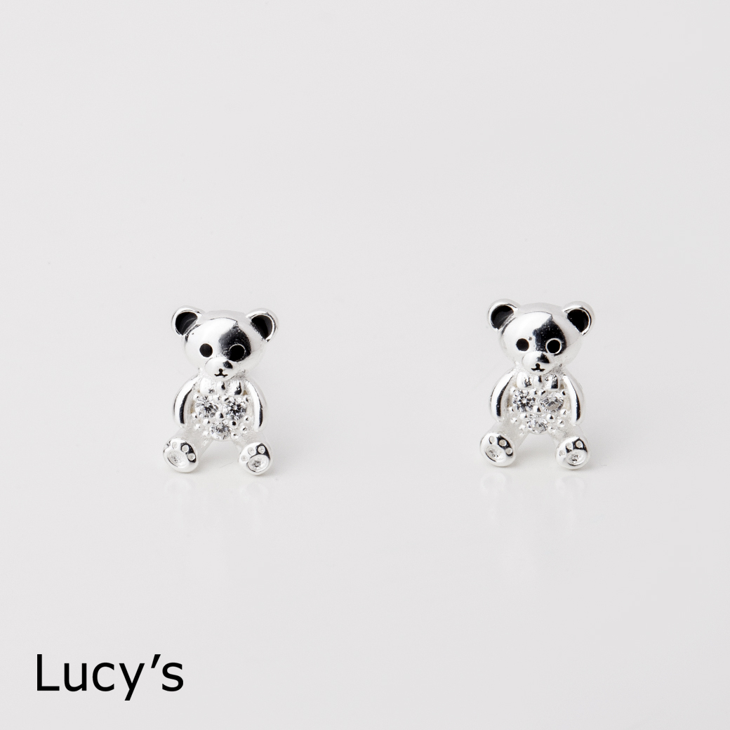 925純銀〔輕銀系列〕小泰迪 耳環 (106632)
