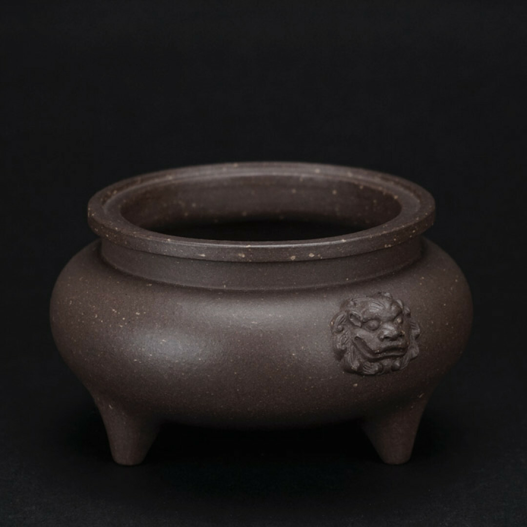 手作紫砂 紫泥調砂 獅耳爐(小)