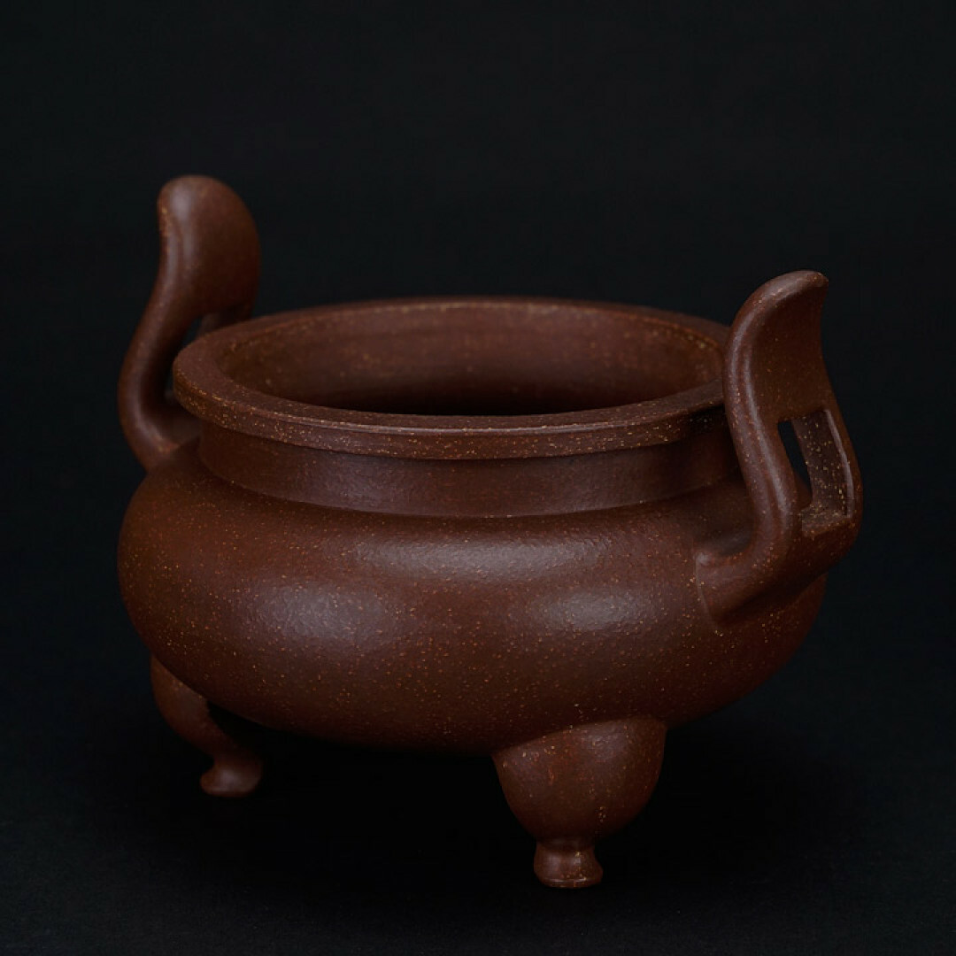 手作紫砂 紫泥調砂 朝冠耳鑪