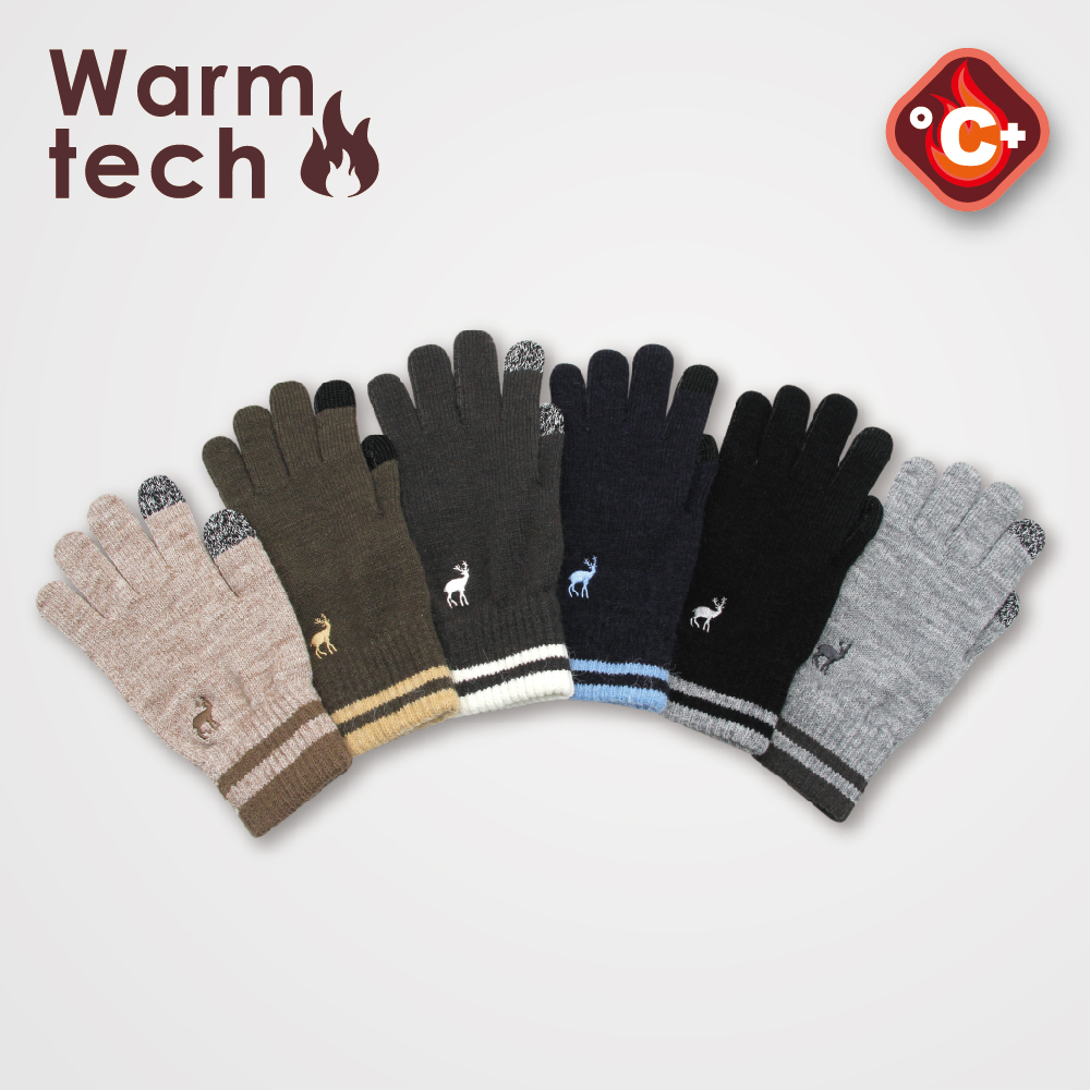 【肌暖】台灣製 經典刺繡男士觸控手套丨M5197