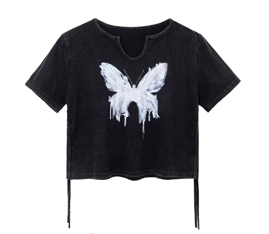 Washed short-sleeved T-shirt