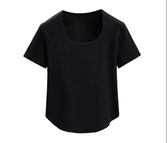 Right shoulder short sleeve knitted T-shirt