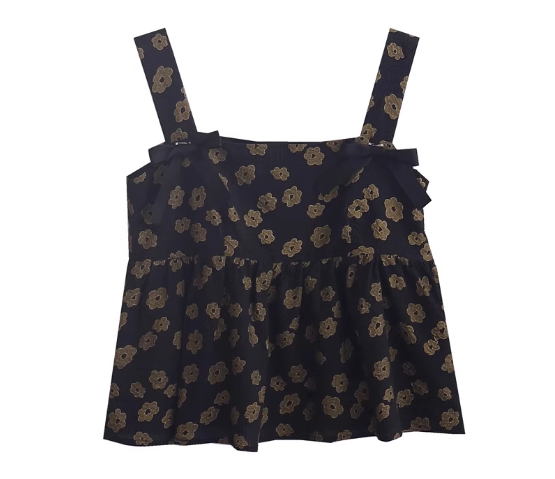 High-waisted slimming bow babydoll camisole