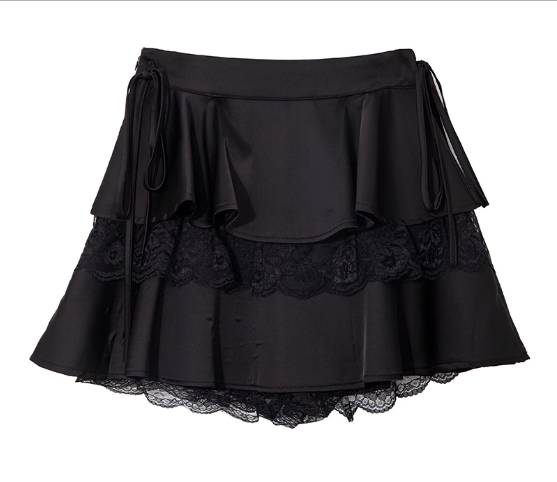 High-waisted lace panel skirt