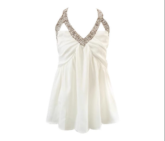 Off-shoulder V-neck halterneck top