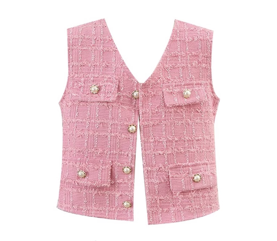 V-neck tweed vest