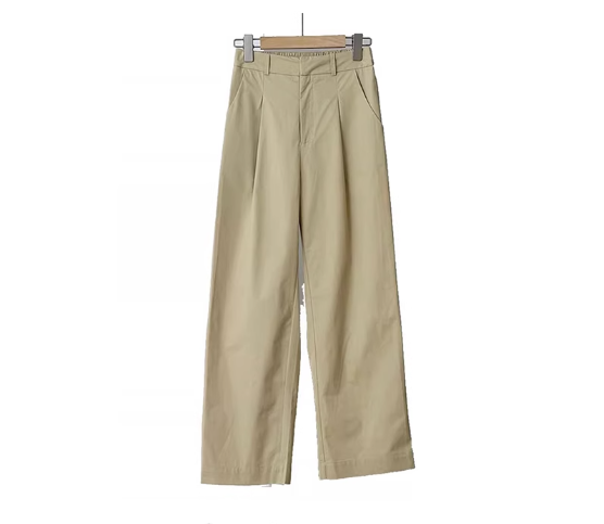 High waist slimming straight wide leg ninth pants