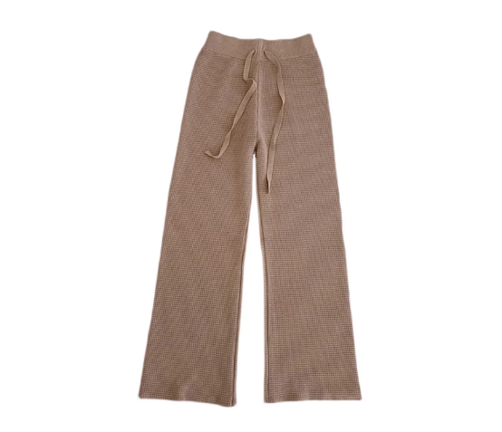 High-waisted straight-leg knitted wide-leg trousers