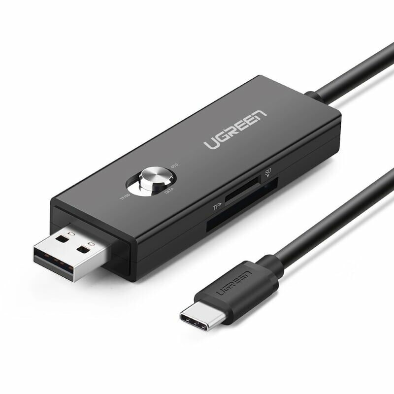 UGREEN - 30520 Type-C > USB 2.0 Cable SyncCharge 線連 In-Line OTG讀咭器 (SD/TF)