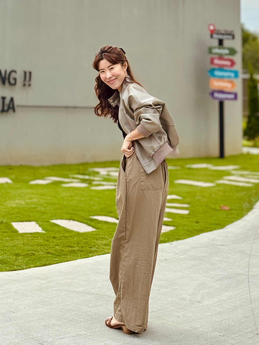 [現貨]率性落肩風衣皮革外套(象牙白)