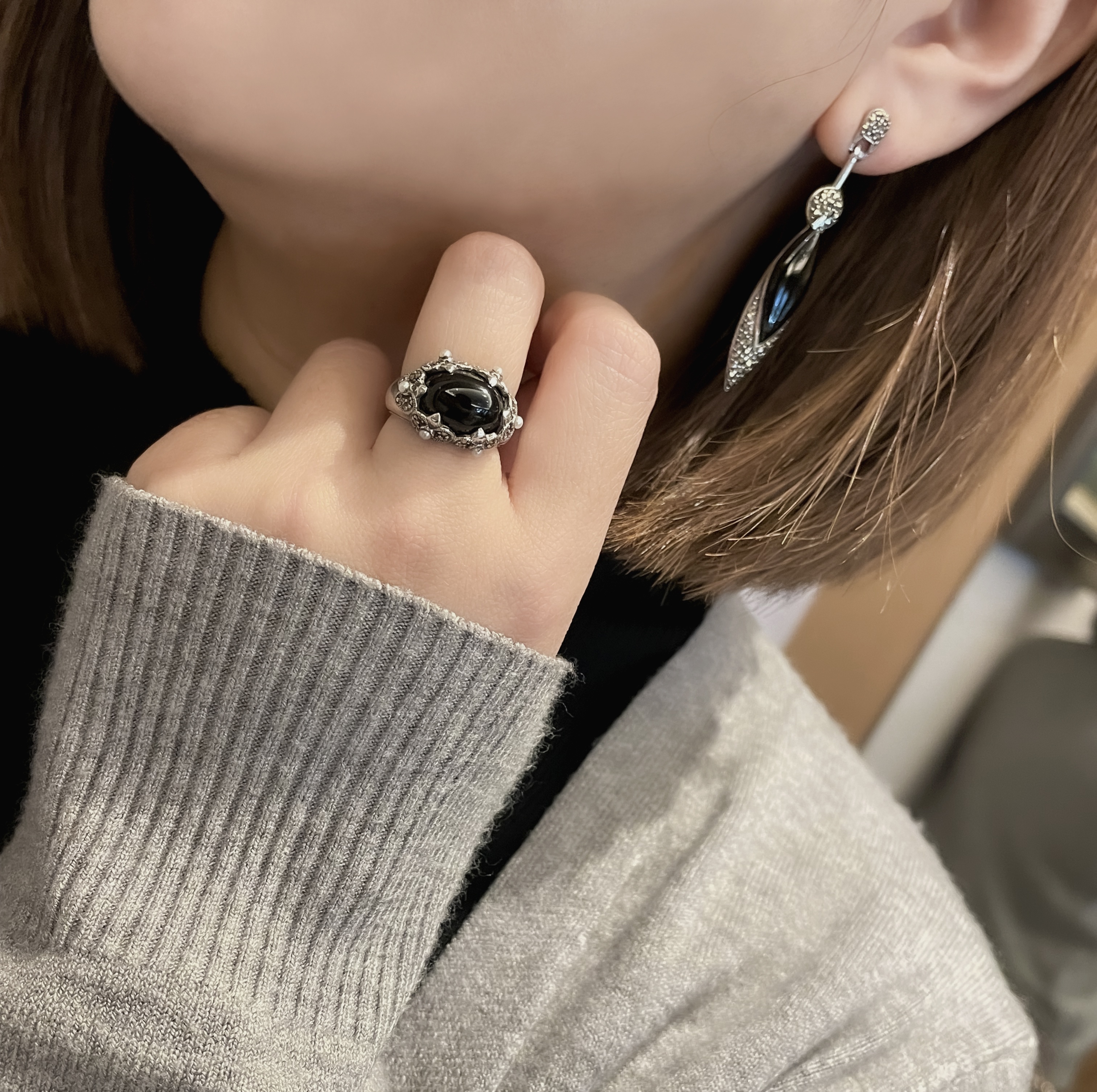 古典黑瑪瑙戒指（OP1725）