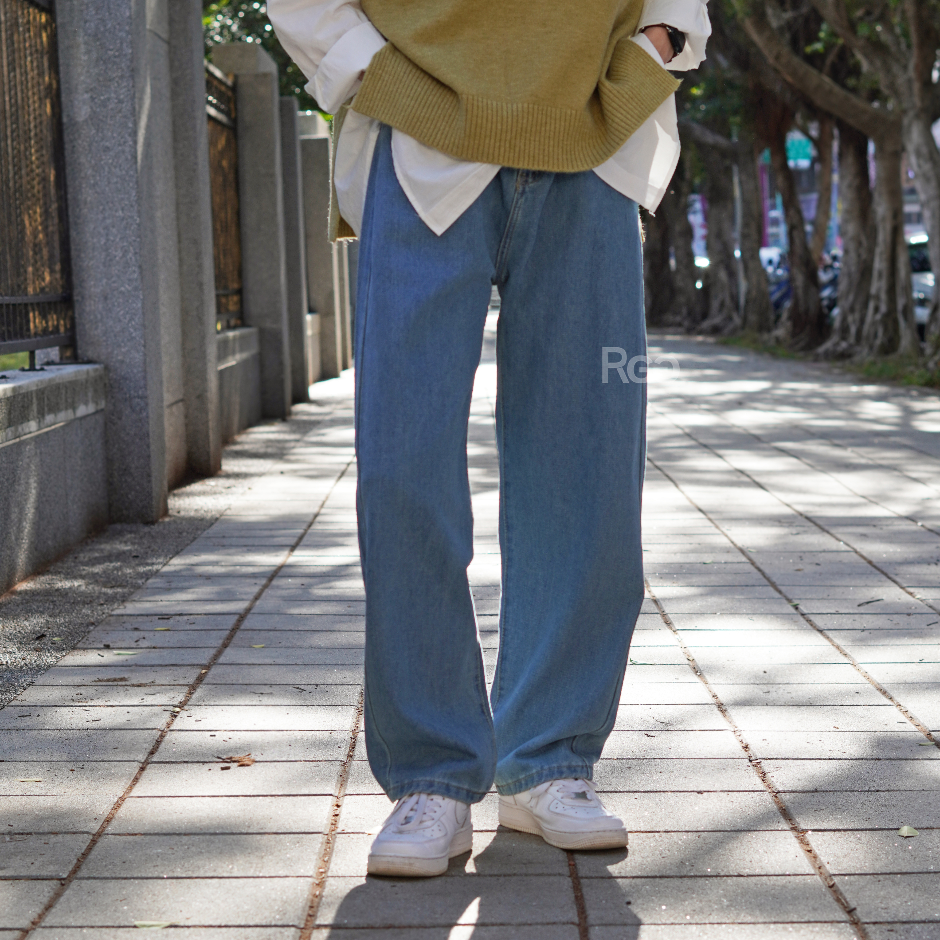 #88804 極簡寬版牛仔長褲