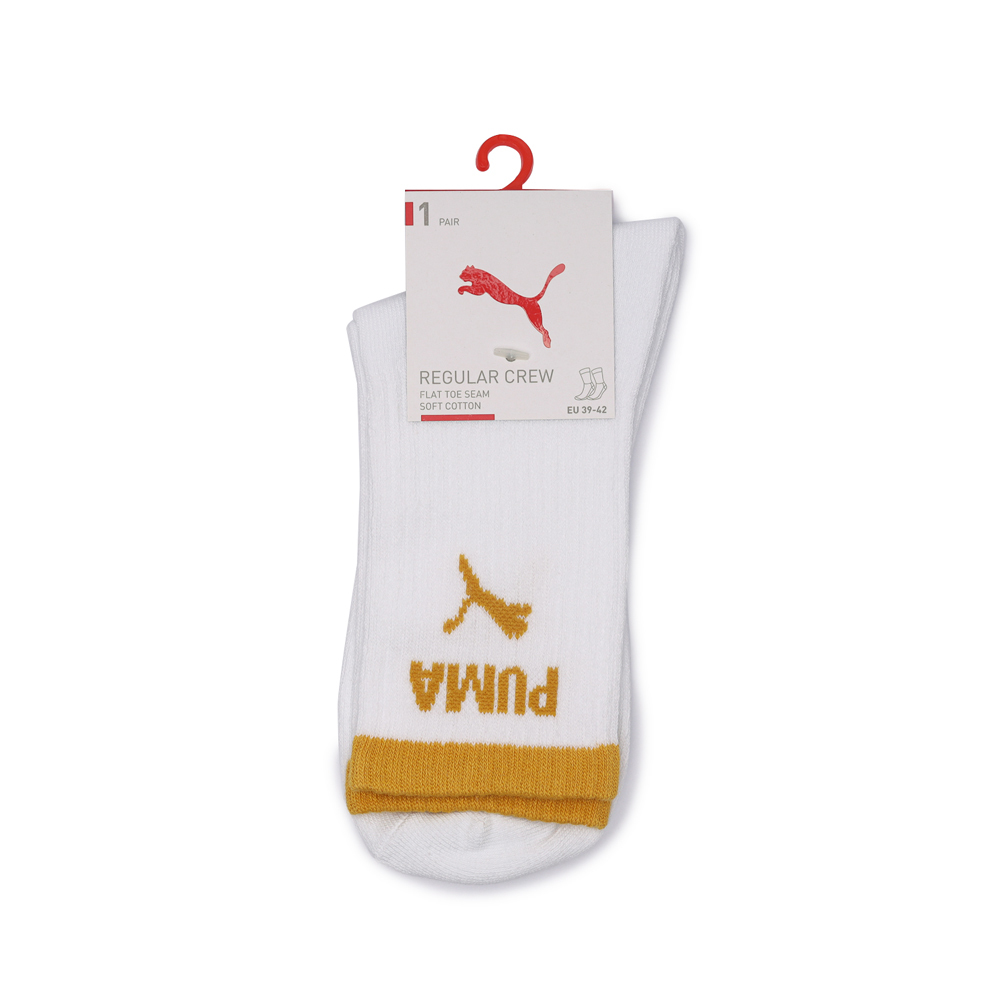 PUMA 襪子 FASHION 跳豹LOGO 白 黃/粉 素色 半統襪 單雙入 男女 BB14450-
