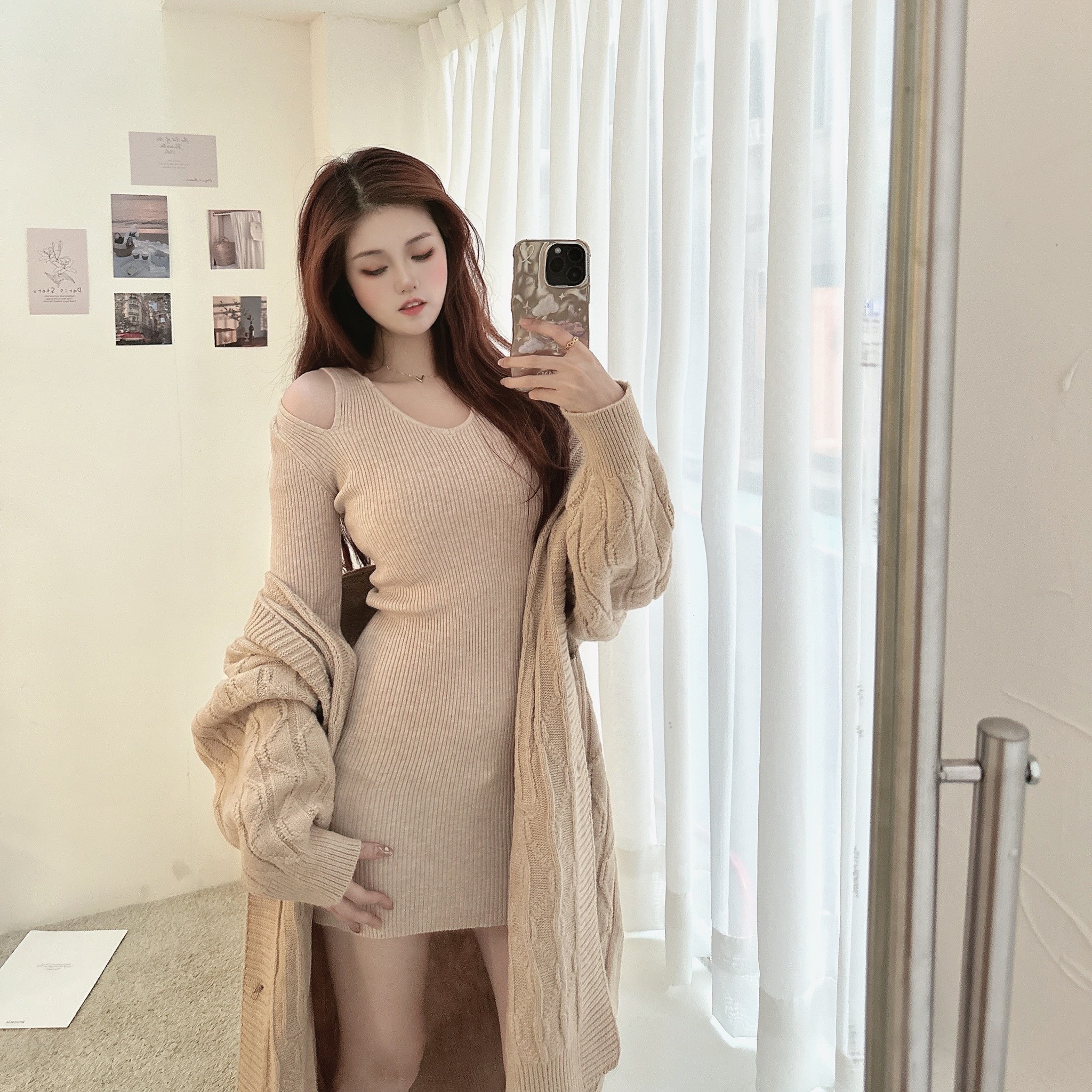 挖肩彈力針織洋裝/二色