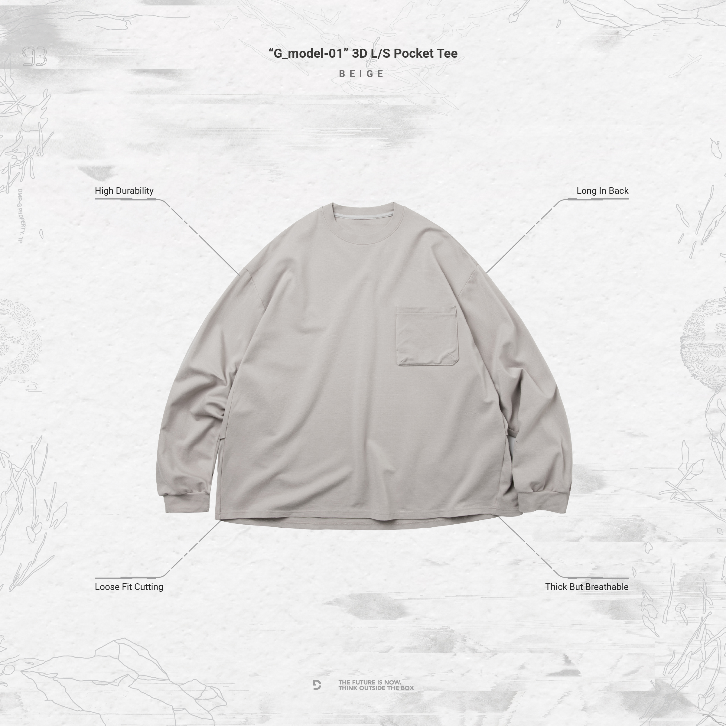 GOOPiMADE “G_model-01” 3D L/S Pocket Tee - Beige