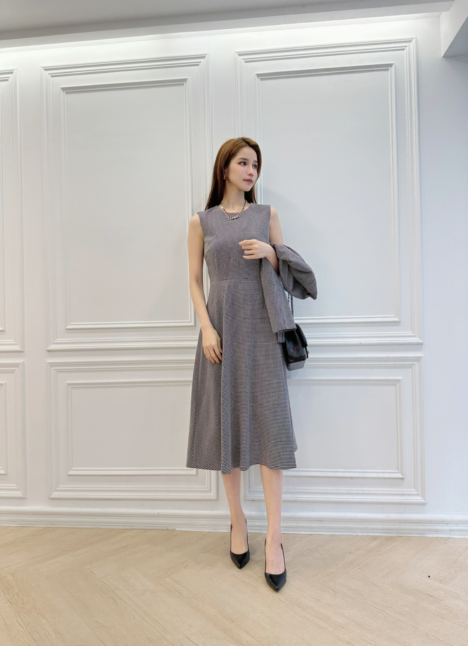 法式點點短外套＋傘擺洋裝