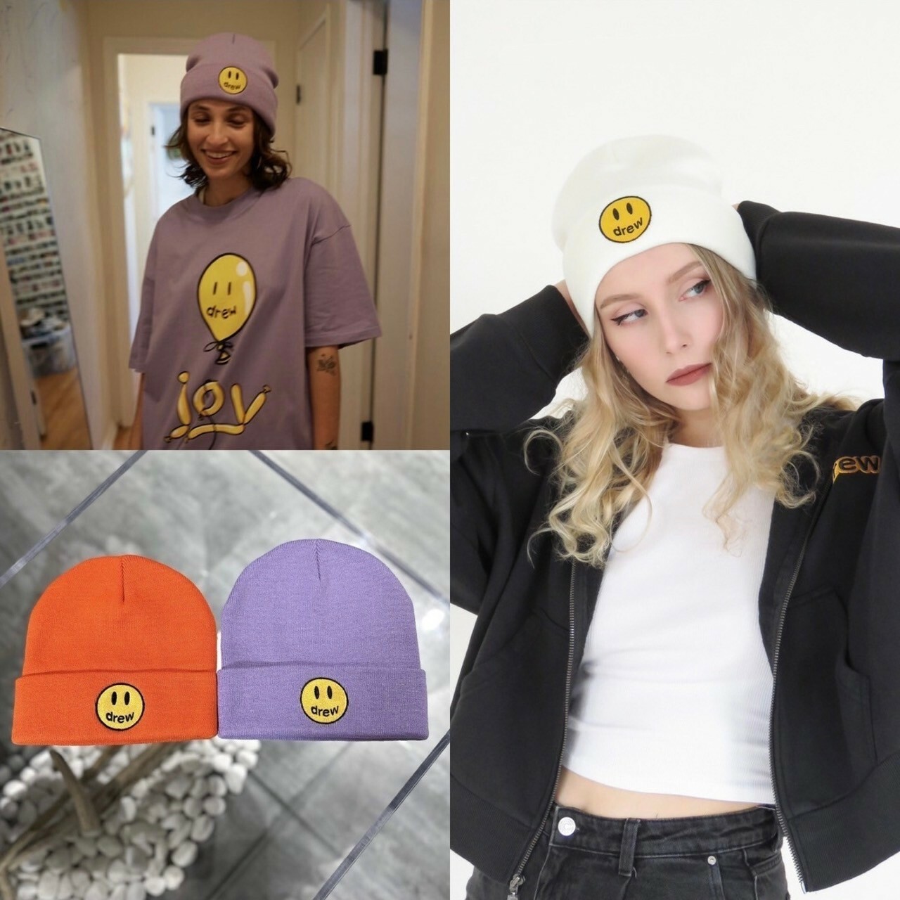 DREW HOUSE 絕版款 笑臉刺繡LOGO毛帽 Mascot Rib Beanie