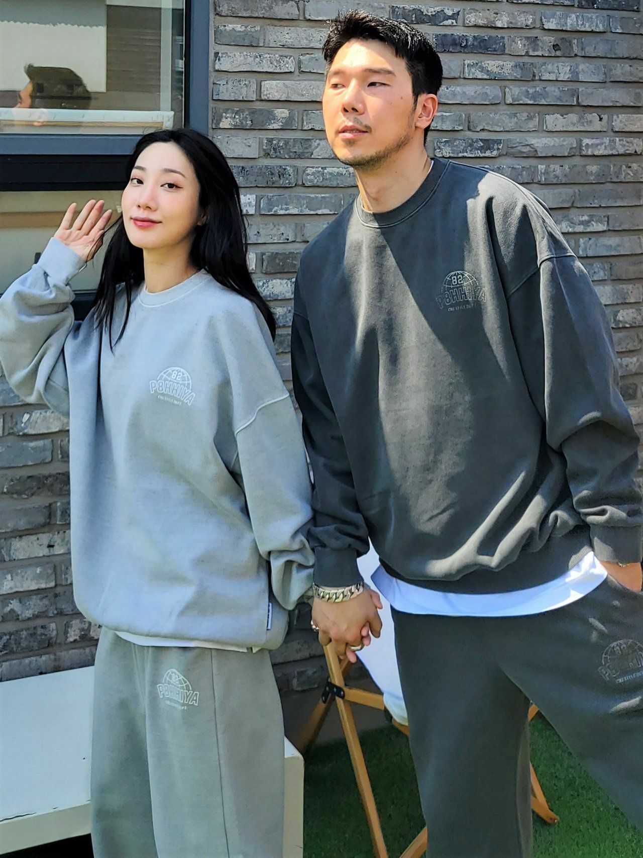 英文字圖案衛衣套裝 PLUS82HIYA-059