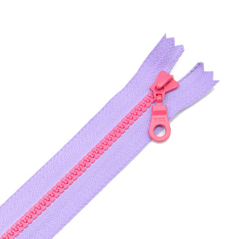 【6 / 8吋】3V塑鋼拉鍊(淡紫+桃粉齒)_燈泡頭