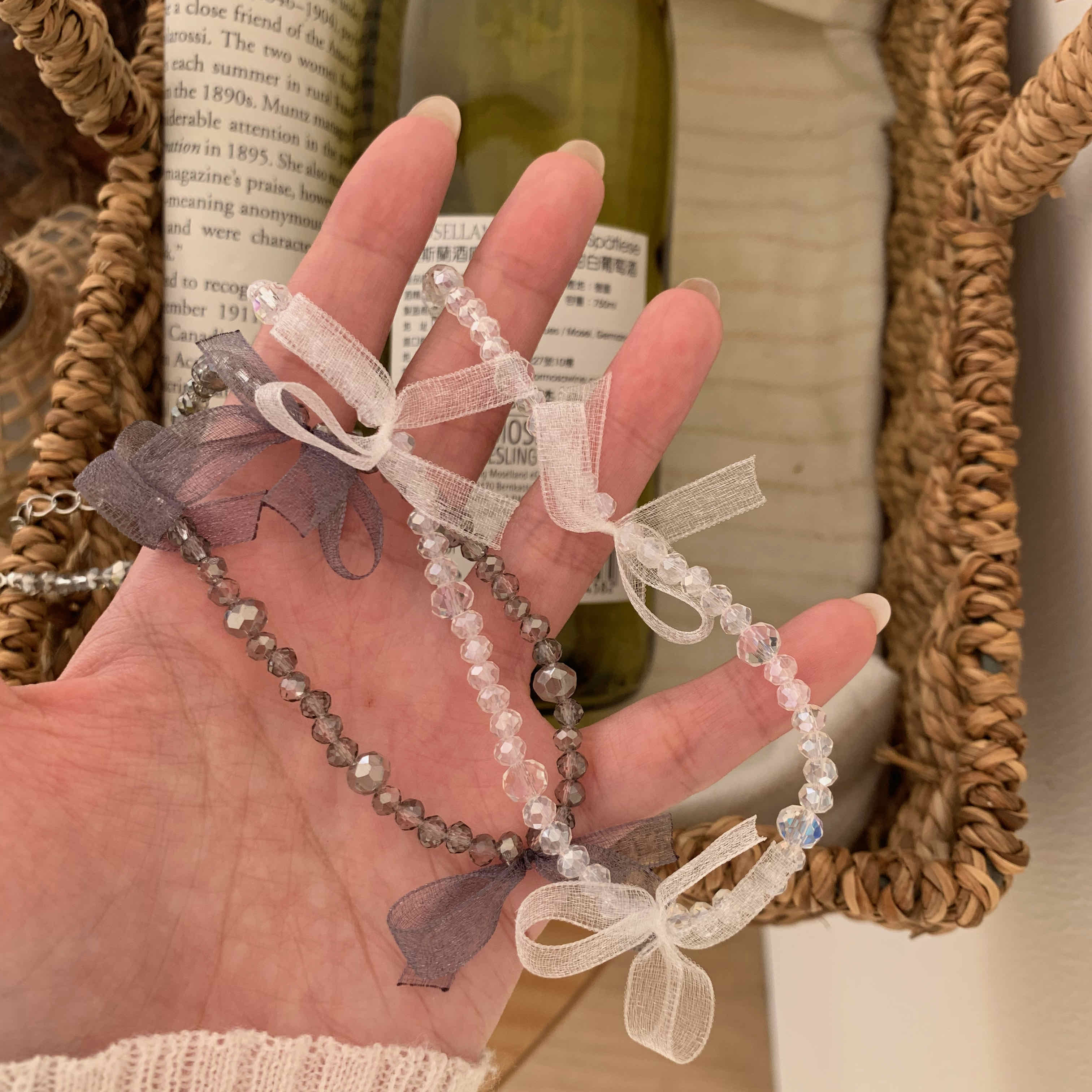 🇰🇷 閃閃緞帶蝴蝶結項鍊｜3 color