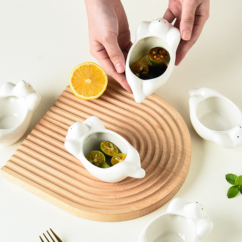 《3325》慵懶北極熊陶瓷醬料碟