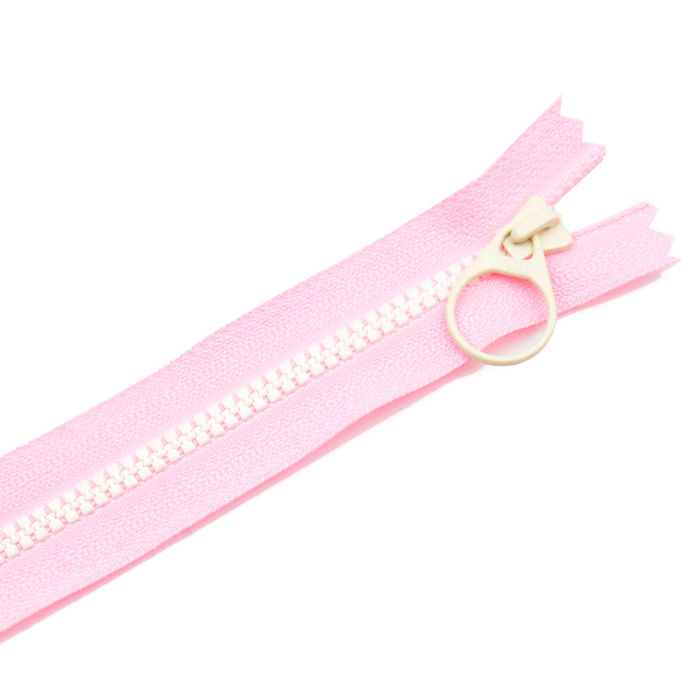 3V塑鋼拉鍊(粉+白齒)【14吋】拉環頭