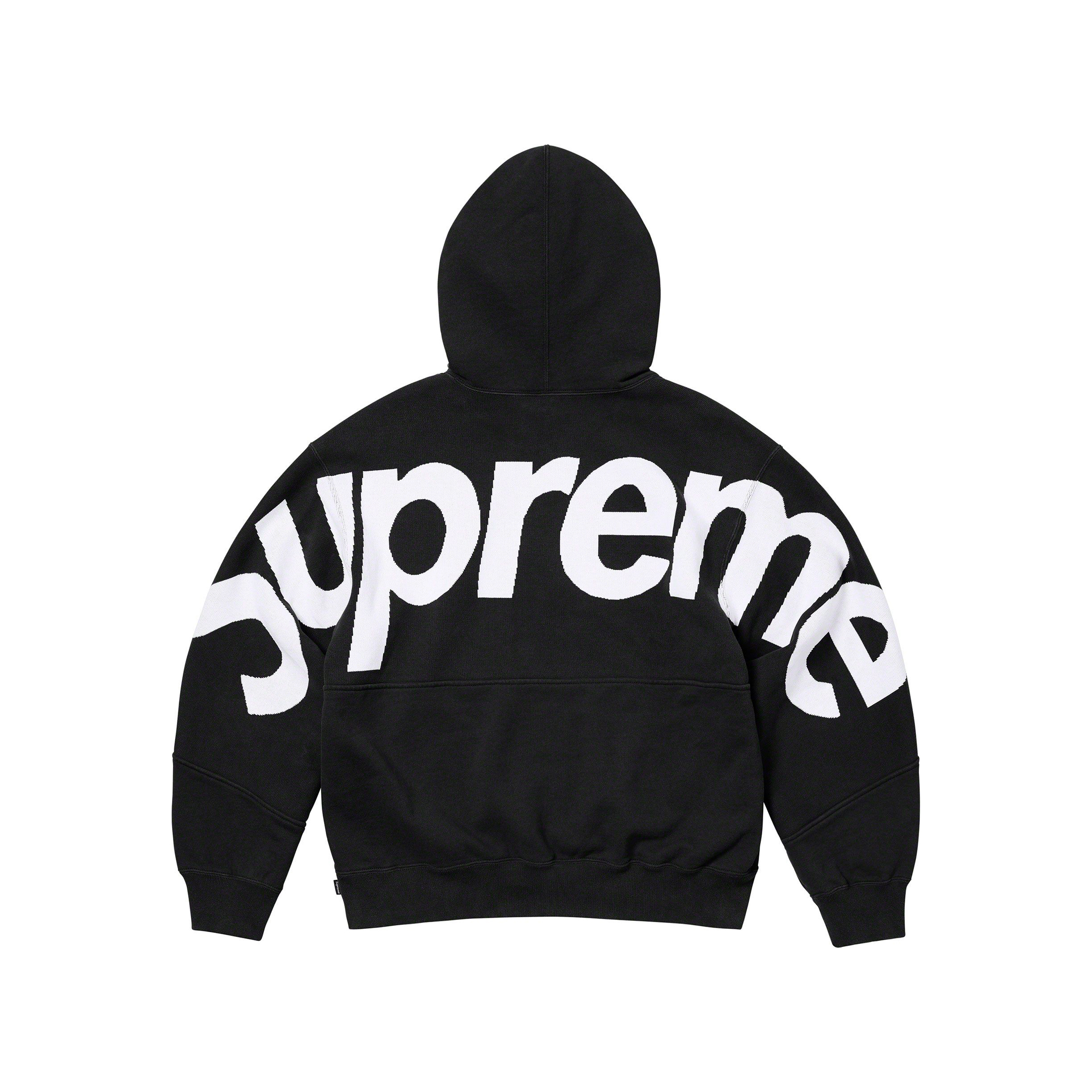 SUPREME BIG LOGO JACQUARD HOODED SWEATSHIRT 大LOGO 帽T 黑色/灰紅/紫色-FW23SW81
