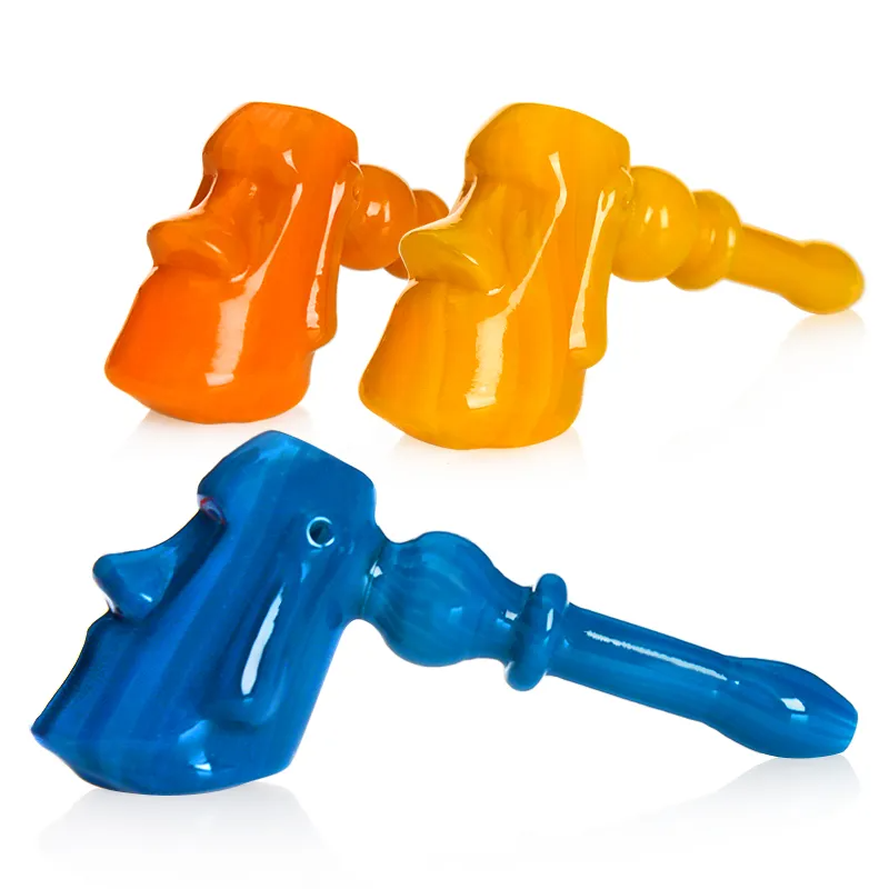 Glass Hammer Bubbler Spoon Pipe 摩艾玻璃煙斗（14.5cm）