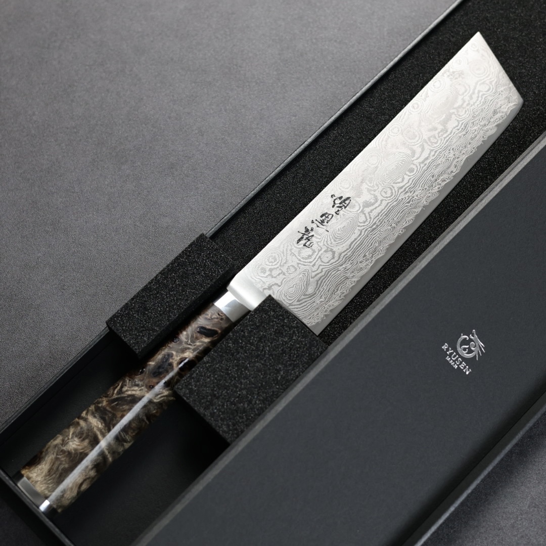 龍泉刃物 煌黑龍 菜切 155mm SG2 99層鎳染大馬士革