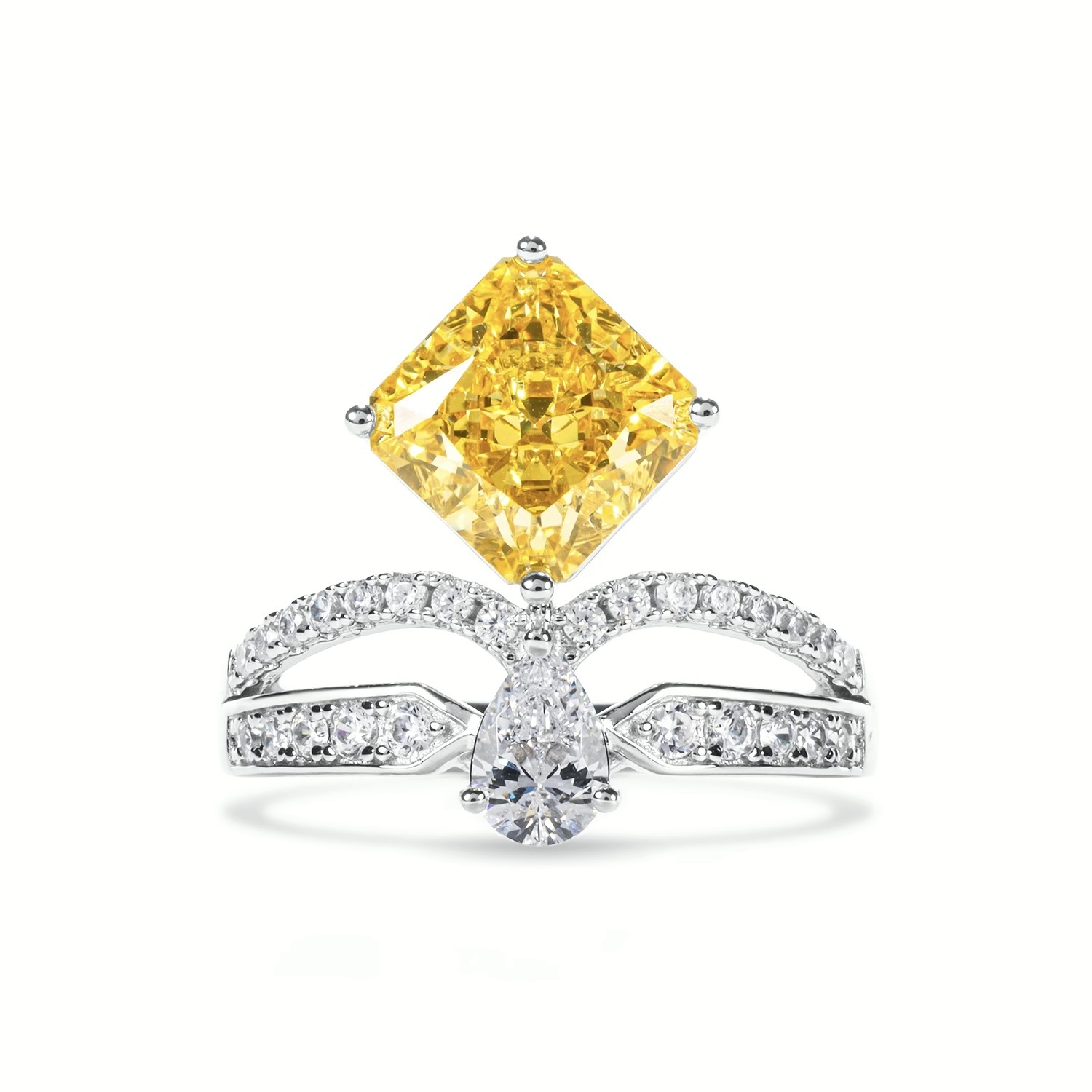 皇冠合成鋯石戒指 925銀戒指