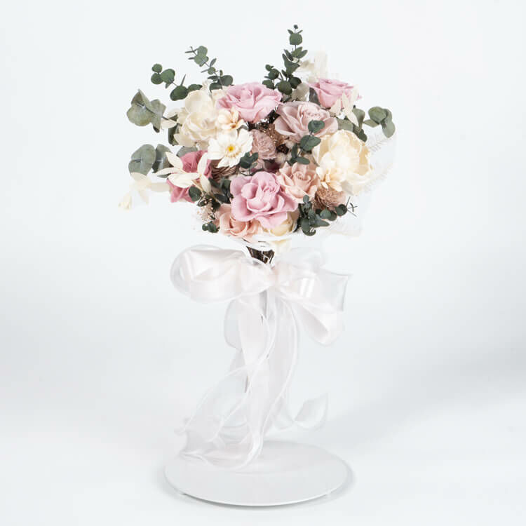 【法式輕甜感】11朵永生主花中型捧花