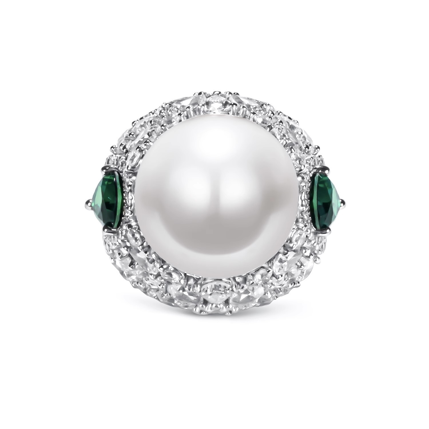 合成鋯石戒指仿珍珠戒 925銀戒指