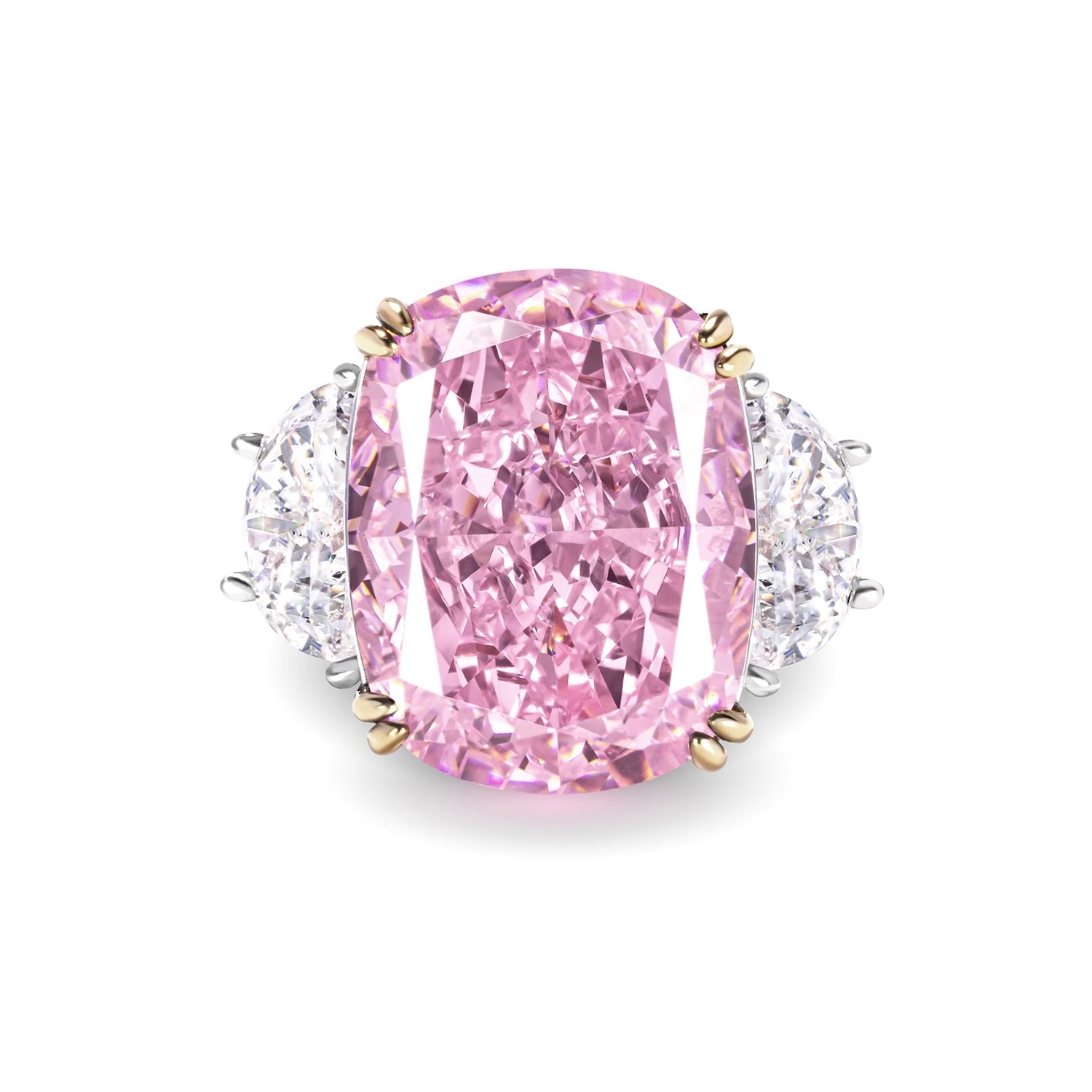 櫻花粉合成鋯石戒指 925銀戒指