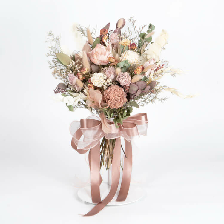 【春光燦爛】全乾燥中型捧花-暖藕粉