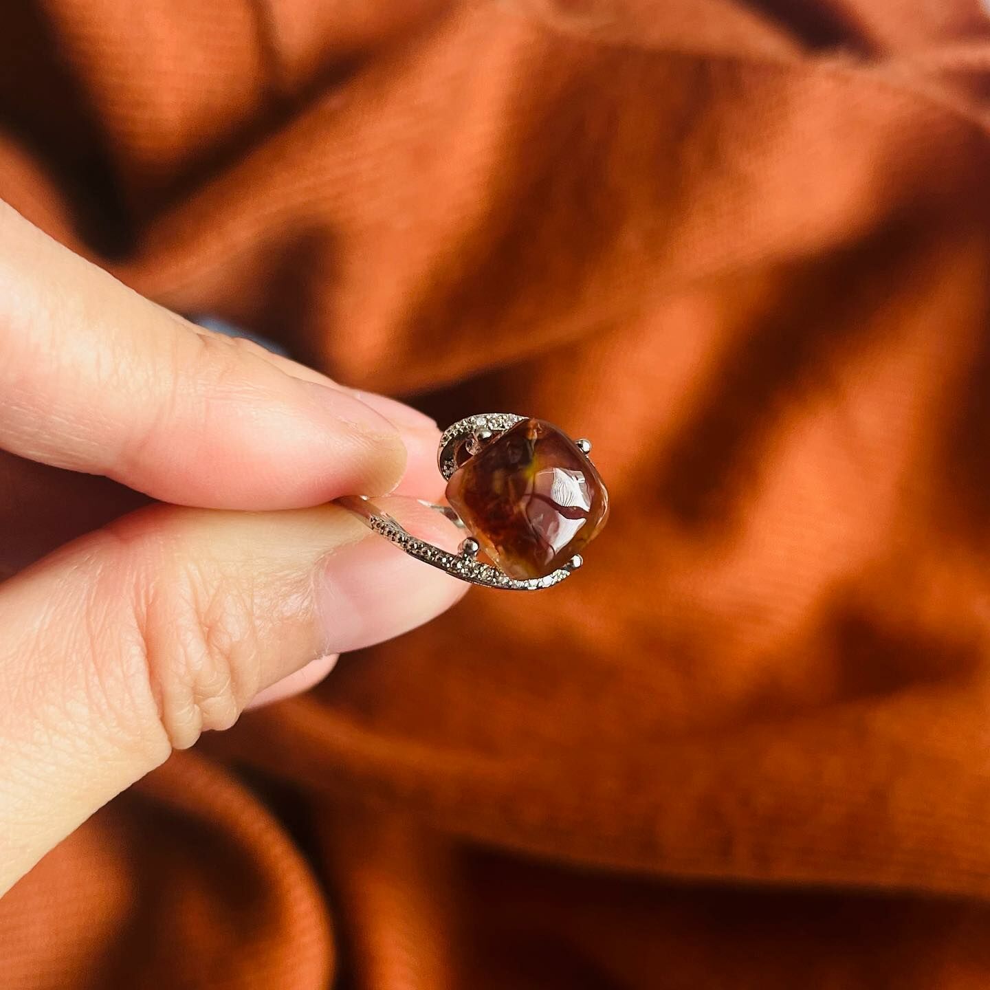 [原石] 墨西哥火瑪瑙（戒圍材質：鋼）