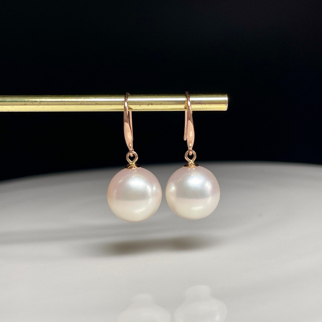 18K玫瑰金珍珠耳環