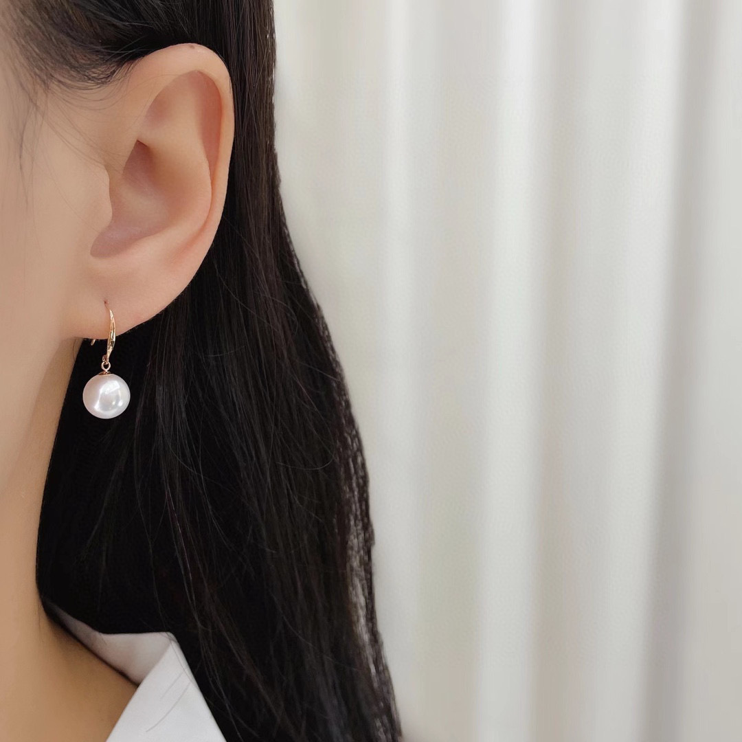 18K玫瑰金珍珠耳環