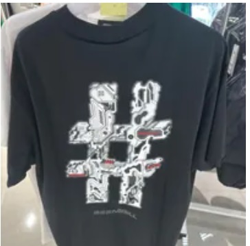 [S] BEENTRILL GUNDAM HASHTAG LOOSE FIT SHORT SLEEVE T-SHIRT,BLACK, BA232TS013-BK (SBT114)