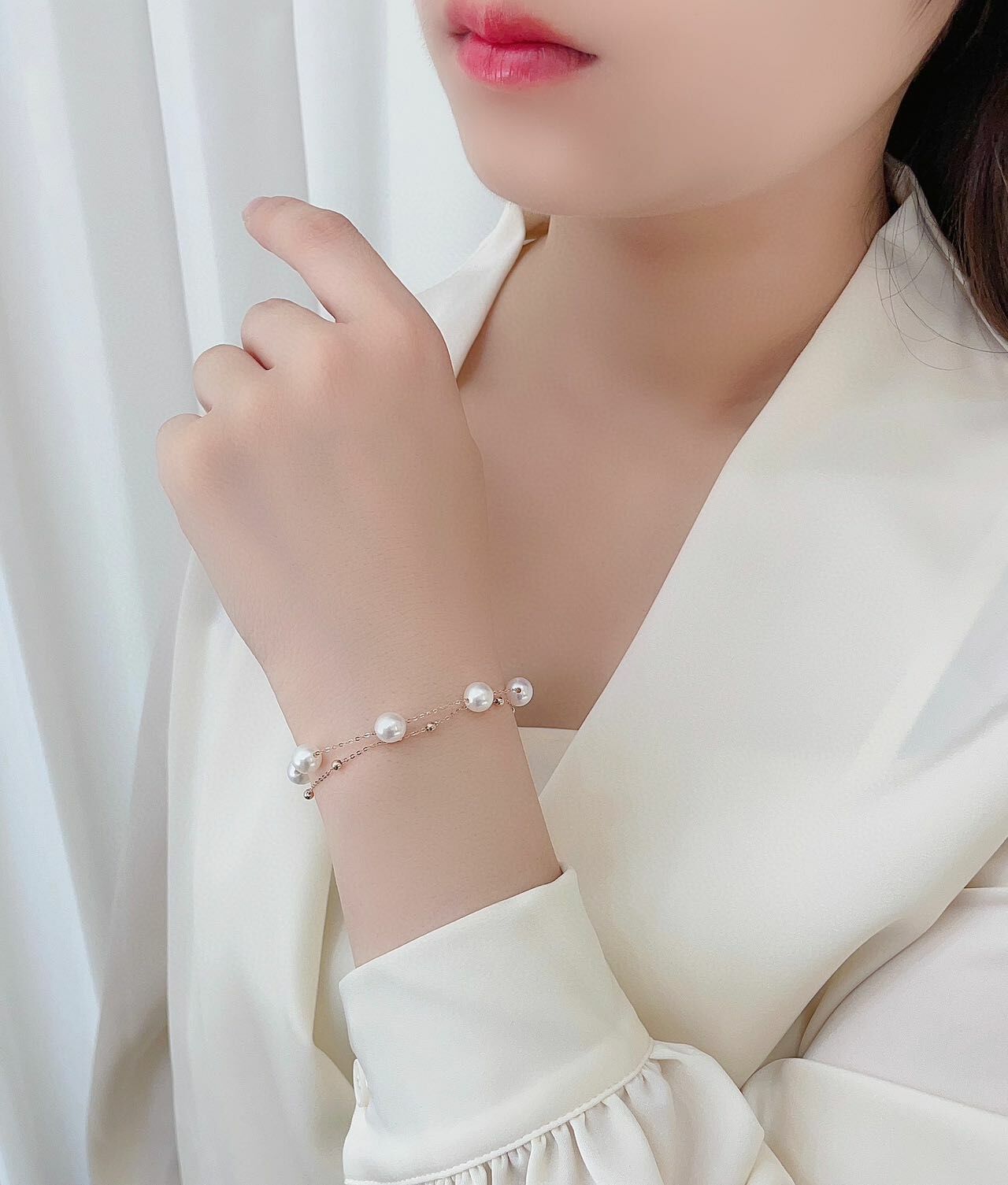 18k玫瑰金珍珠手鏈