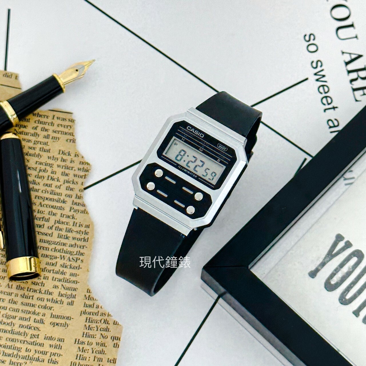 【CASIO 卡西歐】復古方型電子錶 A100WEF-1A 32.7mm 現代鐘錶