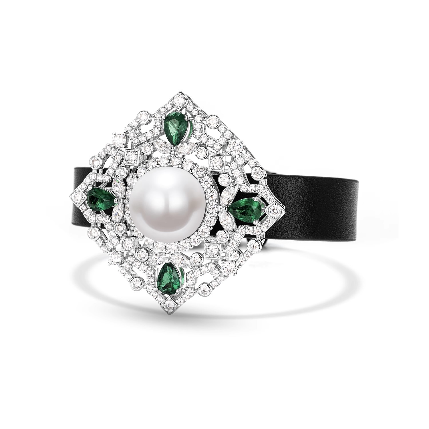 春宮花苑仿珍珠腕帶鋯石手鍊 925銀手鍊