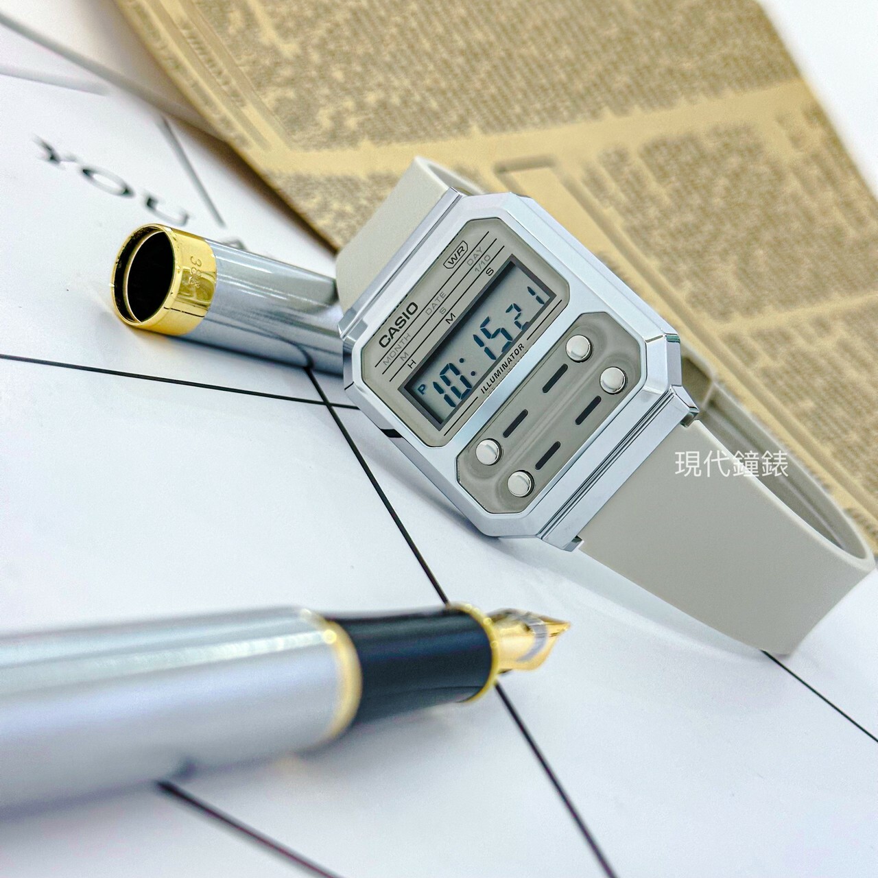 【CASIO 卡西歐】復古方型電子錶 A100WEF-8A 32.7mm 現代鐘錶