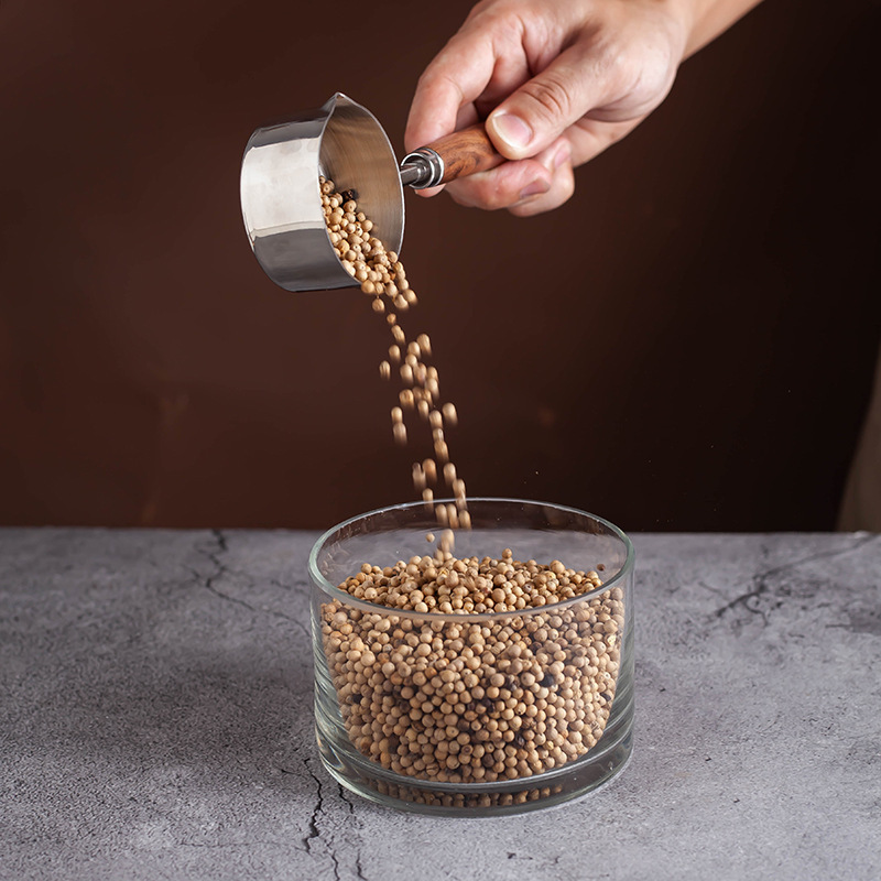 《3327》簡約304不鏽鋼帶嘴木柄量匙