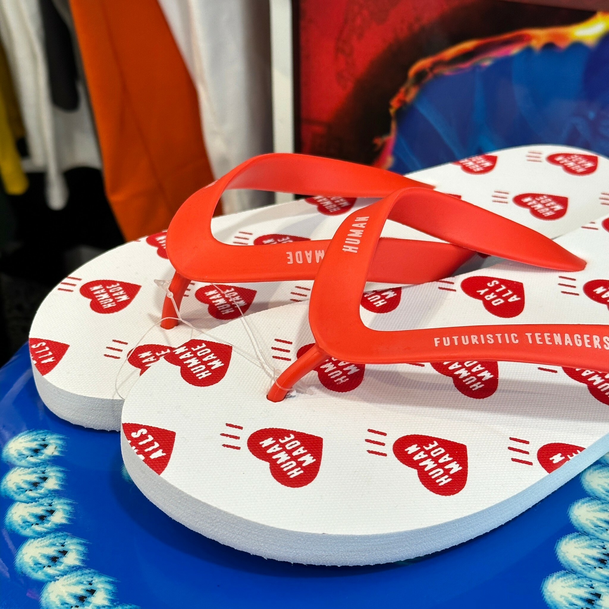 HUMAN MADE 愛心 人字拖 防水 白紅 拖鞋 HM23GD126RED