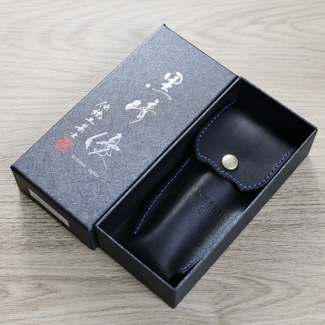 黑崎優 折疊刀 100mm 黑染 SG2粉末HSS鋼 藍綠/付皮套