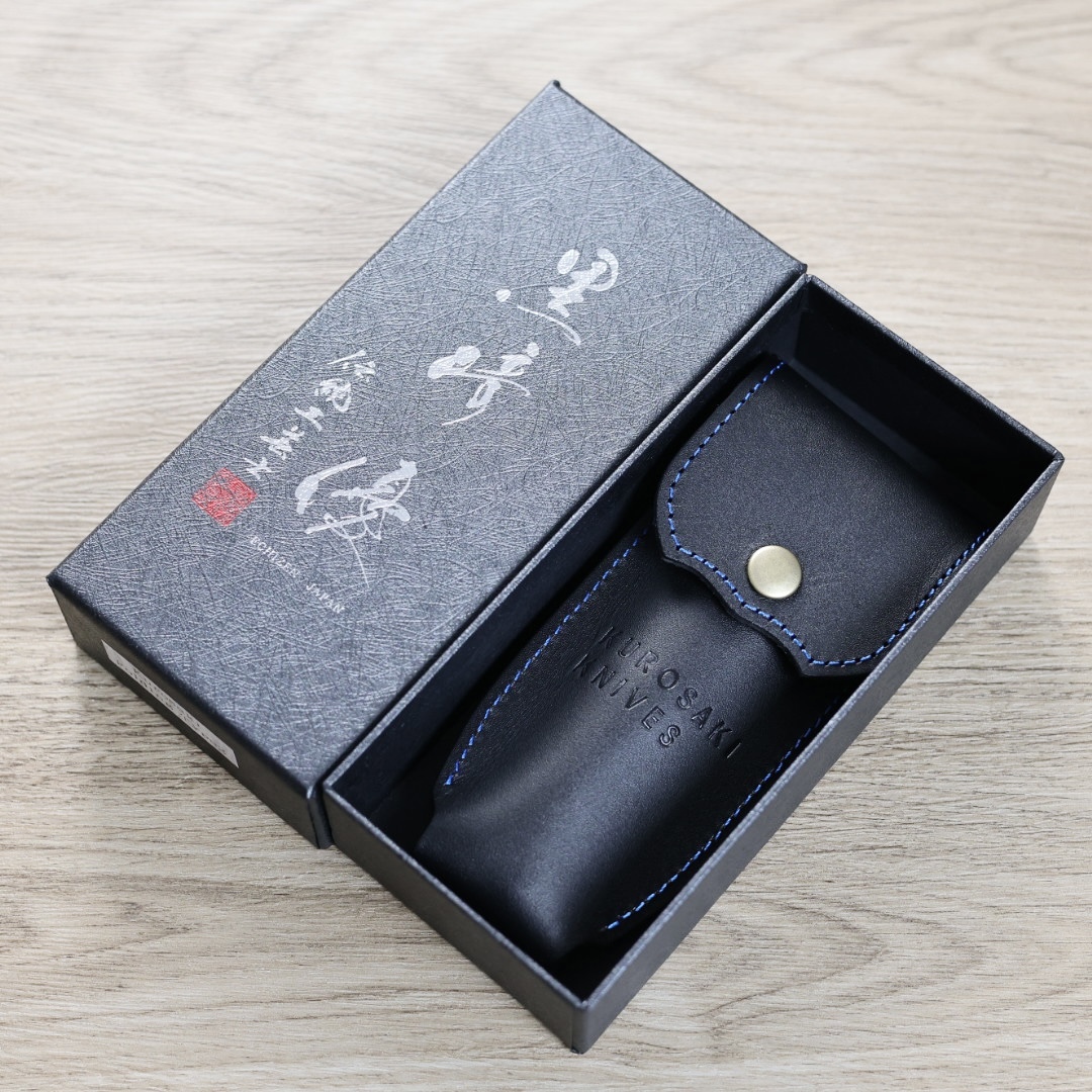黑崎優 折疊刀 100mm 黑染 SG2粉末HSS鋼 藍/付皮套