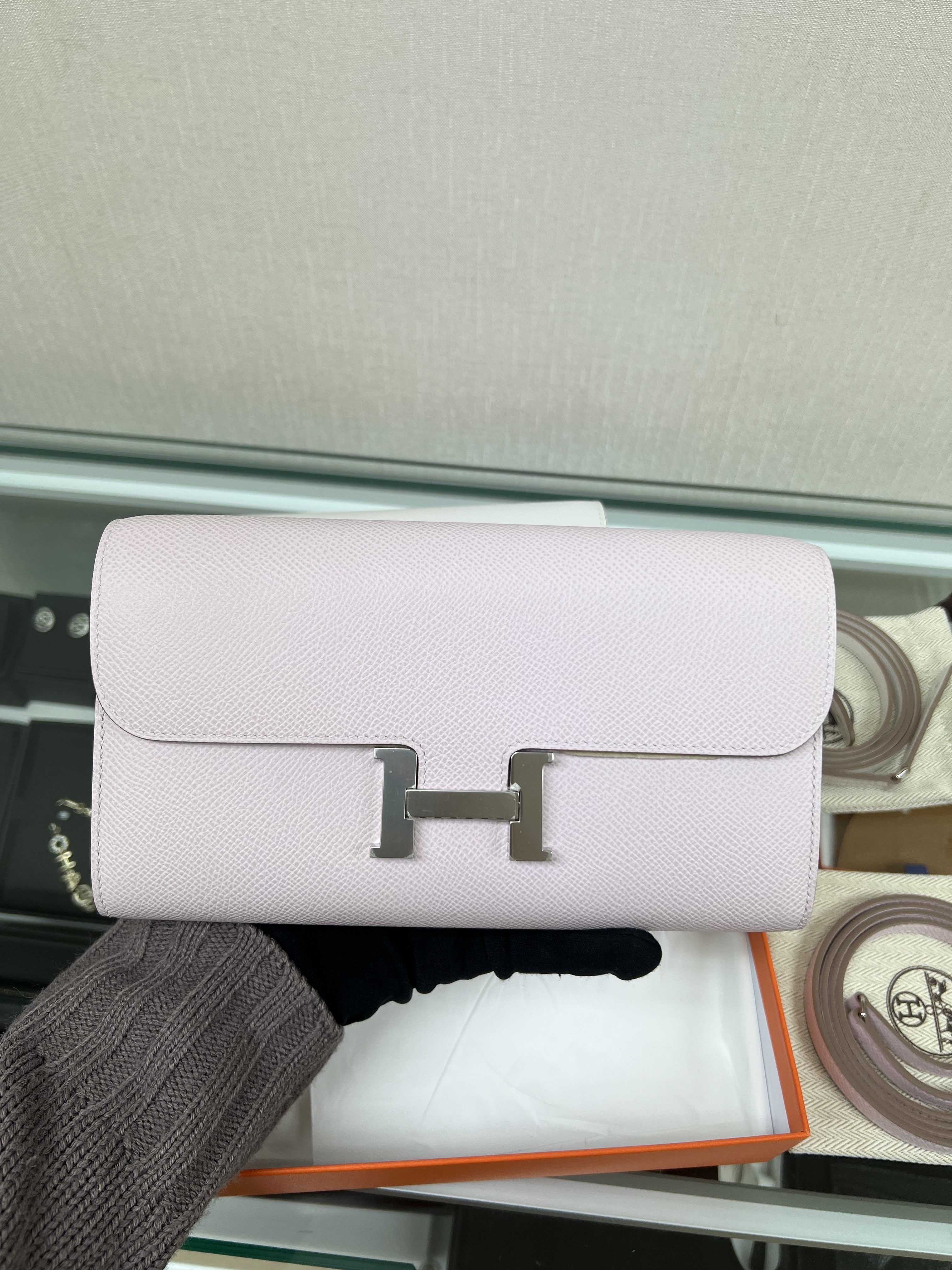*Unused* Hermes Constance to go / Mauve Pale / Epsom/ Stamp B