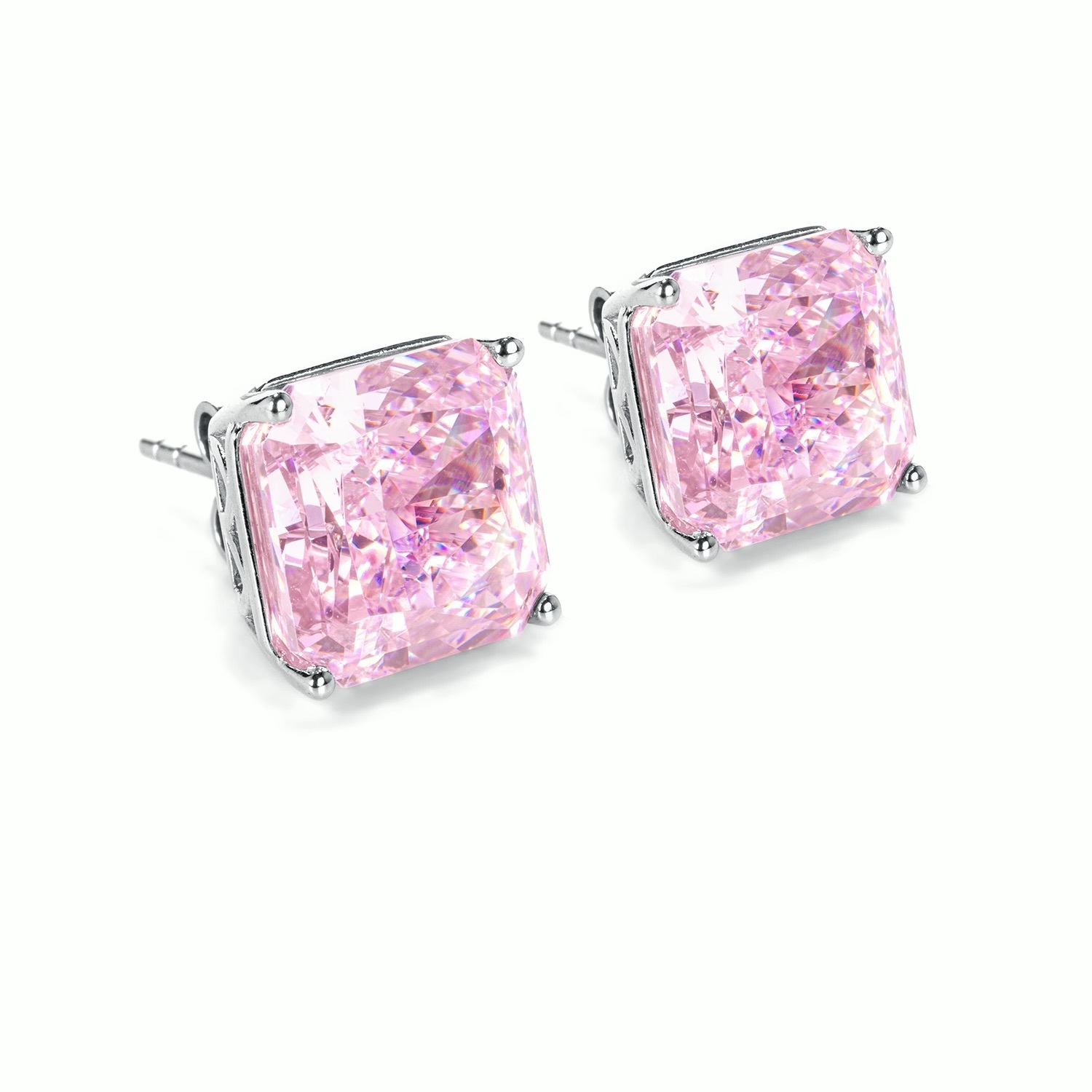 夢幻豔彩合成鋯石小耳釘  925銀耳釘