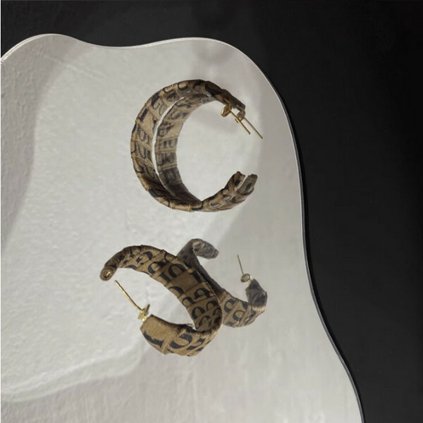 Metallic cloth letter earrings